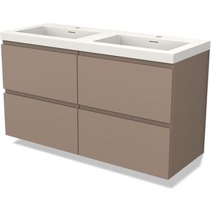 Modulo Badkamermeubel met wastafel | 120 cm Taupe Greeploos front Solid surface 4 lades