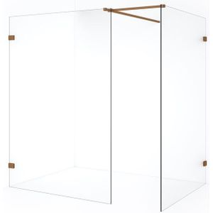 Diamond Inloopdouche | 140x130 cm Koper Helder glas 2 vaste wanden