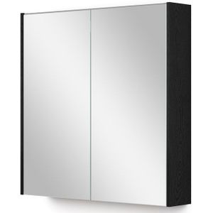 Spiegelkast Met Verlichting Modulo 70x70cm Zwart Eiken