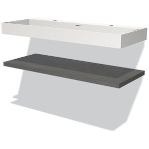 Modulo Badkamermeubel met wastafel | 120 cm Donkergrijs beton front Solid surface Wastafel met blad