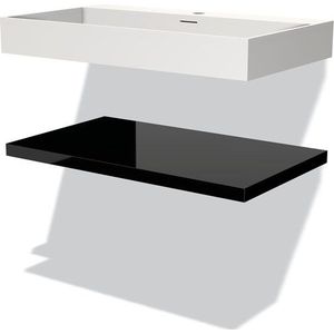 Modulo Badkamermeubel met wastafel | 80 cm Hoogglans zwart front Solid surface Wastafel met blad