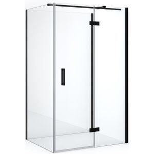 Diamond Douchecabine | 110x90 cm Mat zwart Helder glas Draaideur Halfvrijstaande rechthoek