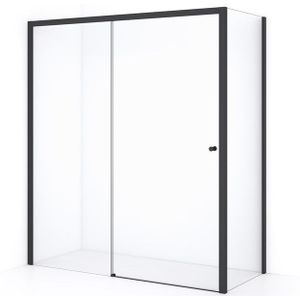 Crystal Comfort Douchecabine | 170x80 cm Mat zwart Helder glas Schuifdeur Rechthoek