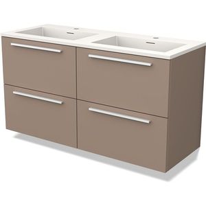 Modulo Badkamermeubel met wastafel | 120 cm Taupe Vlak front Solid surface 4 lades