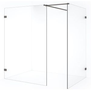 Diamond Inloopdouche | 130x130 cm Zwart metaal Helder glas 2 vaste wanden