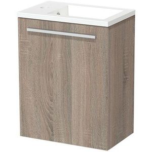 Modulo Pico Toiletmeubel met wastafel | 40 cm Eiken Vlak front Mineraalmarmer