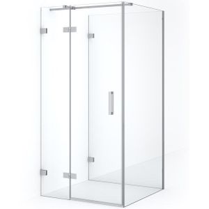 Diamond Douchecabine | 100x100 cm Chroom Helder glas Draaideur Halfvrijstaande vierkant