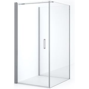 Diamond Douchecabine | 120x90 cm Chroom Helder glas Draaideur Halfvrijstaande rechthoek