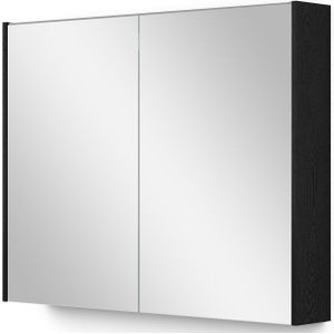 Spiegelkast Met Verlichting Modulo 90x70cm Zwart Eiken