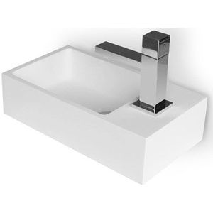 Fonteintje WC Mintra Solid Surface Mat Wit Kraangat Rechts
