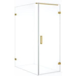 Diamond Douchecabine | 140x70 cm Goud Helder glas Draaideur Rechthoek