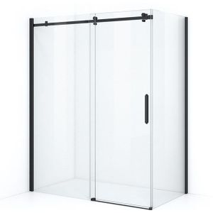 Crystal Allure Douchecabine | 160x90 cm Mat zwart Helder glas Schuifdeur Rechthoek