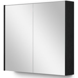 Spiegelkast Met Verlichting Modulo 80x70cm Zwart Eiken