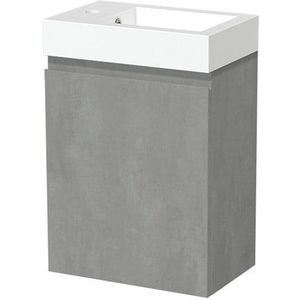 Modulo Pico Toiletmeubel met wastafel | 40 cm Lichtgrijs beton Greeploos front Mineraalmarmer