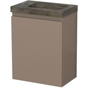 Modulo Pico Toiletmeubel met wastafel | 40 cm Taupe Greeploos front Natuursteen