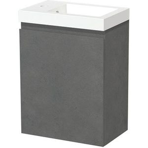 Modulo Pico Toiletmeubel met wastafel | 40 cm Donkergrijs beton Greeploos front Mineraalmarmer