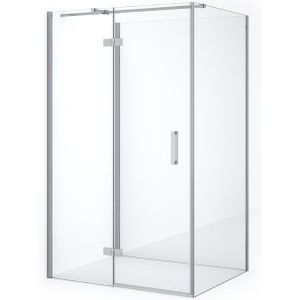 Diamond Douchecabine | 120x90 cm Chroom Helder glas Draaideur Halfvrijstaande rechthoek