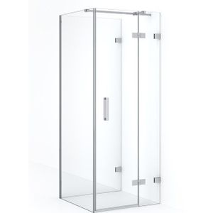 Diamond Douchecabine | 80x80 cm Chroom Helder glas Draaideur Halfvrijstaande vierkant