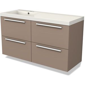 Modulo Badkamermeubel met wastafel | 120 cm Taupe Vlak front Mineraalmarmer 4 lades