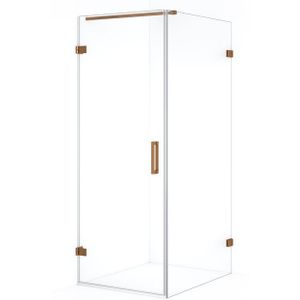 Diamond Douchecabine | 100x80 cm Koper Helder glas Draaideur Rechthoek