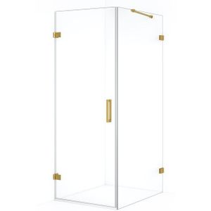 Diamond Douchecabine | 100x70 cm Goud Helder glas Draaideur Rechthoek