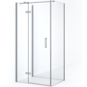 Diamond Douchecabine | 100x80 cm Chroom Helder glas Draaideur Halfvrijstaande rechthoek