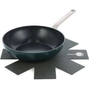 GreenPan Evolution Wok 28cm met pannenbeschermer - donkergroen - inductie - PFAS-vrij