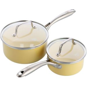 GreenLife Artisan Geel 4-delige steelpanset met deksel - inductie - anti-aanbak - PFAS-vrij