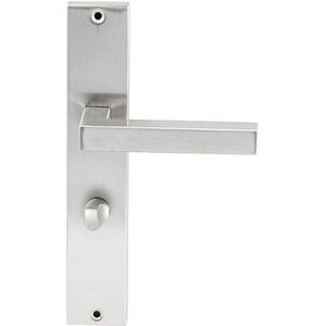 Deurkruk Geneve op rechthoekig langschild WC63/8mm - RVS