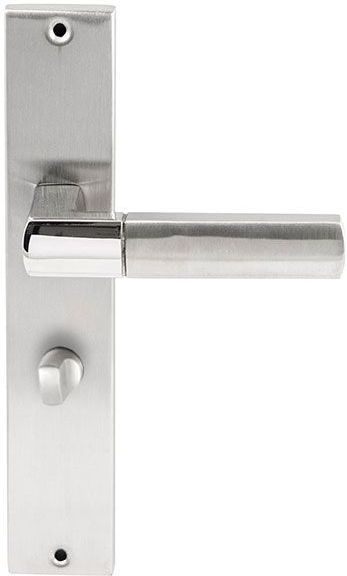 Deurkruk Rhodos op rechthoekig langschild WC63/8mm - RVS