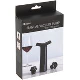 Excellent Houseware - Vacuum wijnpomp - zwart kunststof - met flessenstoppers - 17 cm
