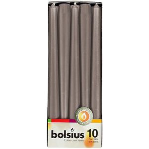 10 stuks Bolsius Huishoudkaars Warm Grijs Ø24 mm - Hoogte 24,5 cm