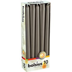 10 stuks Bolsius Huishoudkaars Warm Grijs Ø24 mm - Hoogte 24,5 cm