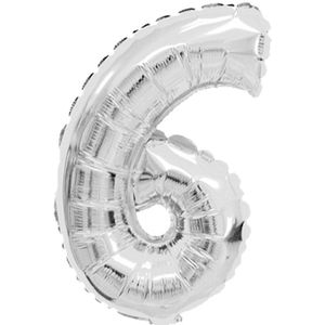 Ballon Folie Cijfer 6 Zilver 45cm