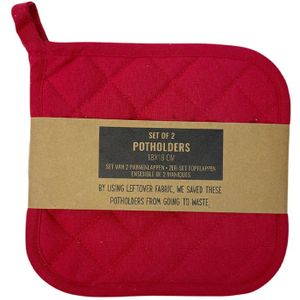 Pannenlap Rood 18x18cm 2 stuks