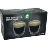 Drinkglas - 2 Stuks - Thee/koffie - Dubbelwandig Zonder Oor - 100 ml (klein)