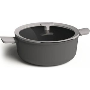 Berghoff 3950170 28-cm Handvat Pot, 6,2 L + Deksel, Aluminium - Snelle warmteverdeling, Anti-stick coating