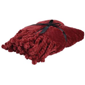 H&S Plaid Tassels Rood 130x160cm