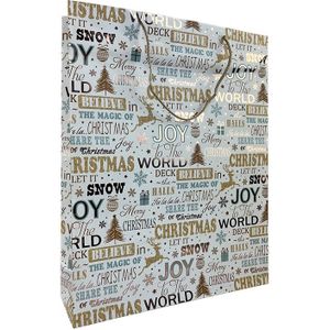 Cadeautas Large Kerst Wit 33x9,6x41cm