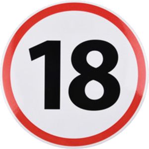 Button Verkeersbord 18 Jaar O15cm