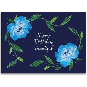 Art by Andu Wenskaart HBD Blue Flowers