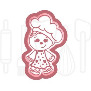 Gingerbread Bakkertje Uitsteker (met stempel) (9cm) (3D Geprint)