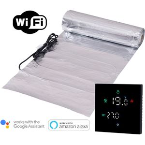 Complete elektrische vloerverwarming folie set, 150 watt incl Wifi thermostaat., 3 m², Wit
