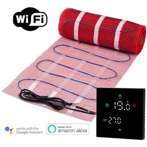 Complete elektrische vloerverwarming set, 200 watt incl Wifi thermostaat, 10 m², Wit