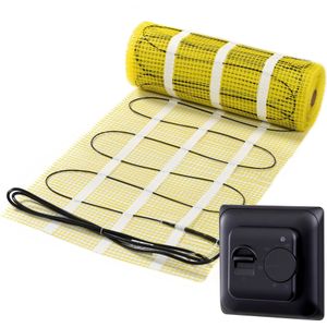 6 m², Kleur thermostaat: Wit - Pro-series Complete set,  150 watt per m², met analoge thermostaat - elektrische vloerverwarming matten