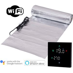 8 m², Kleur thermostaat: Wit - Complete elektrische vloerverwarming folie set, 150 watt incl Wifi thermostaat. - elektrische vloerverwarming matten