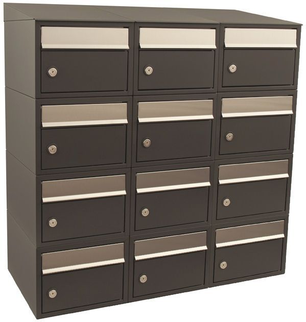 Stoer! - Brickset 3-Breed 4-Hoog Met Dak - Antraciet - Modulair Brievenbussysteem