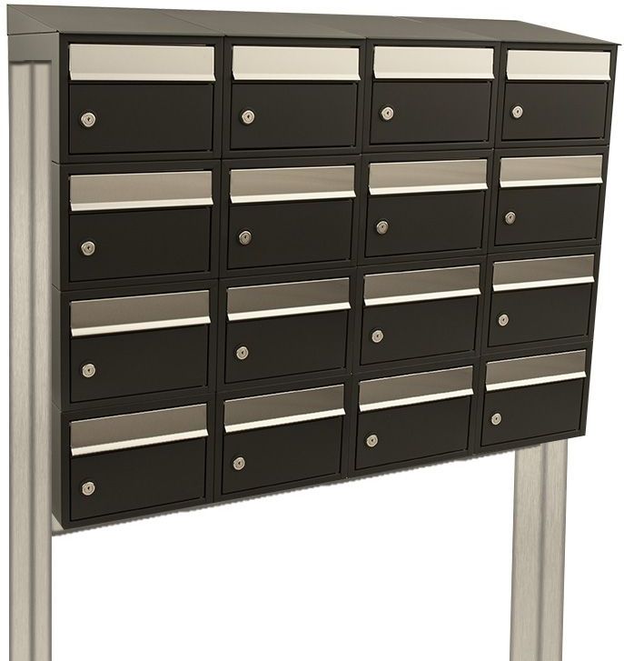 Stoer! - Brickset - Brievenbussysteem - Zwart - 16 Stuks - Met Dak En Statief