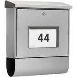 Burg-Wächter - Malaga 4400 Ni - Brievenbus - Roestvrijstaal - Inclusief Krantenrol en LED Verlichting