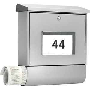 Burg-Wächter - Malaga 4400 Ni - Brievenbus - Roestvrijstaal - Inclusief Krantenrol en LED Verlichting